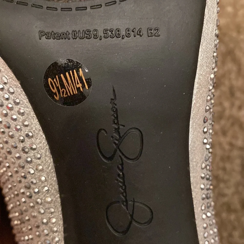 NWOT Jessica Simpson rhinestone embellished silver ankle Boots heels size 9.5M - Picture 6 of 6
